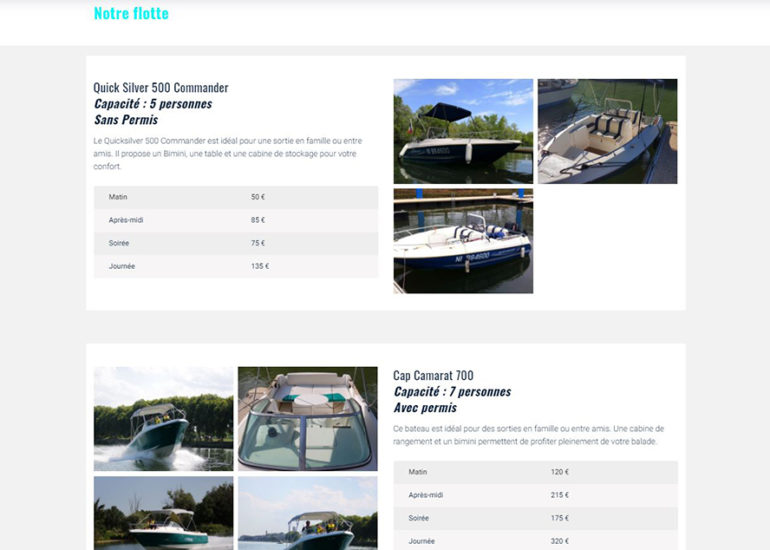 Création du site internet de bateau Concept à Mâcon. Charte graphique et webdesign