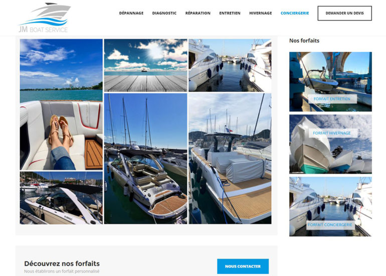 Création site internet de JMboatservice, responsive design. Charte graphique et logo