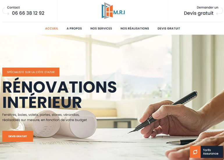 Création site internet de MRI Fermetures responsive design. Charte graphique et logo