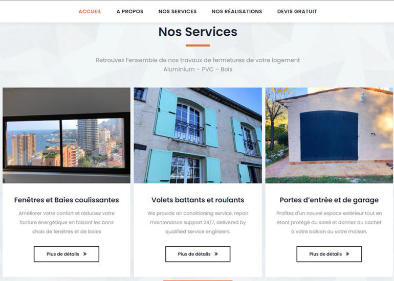 Création site internet de MRI Fermetures responsive design. Charte graphique et logo