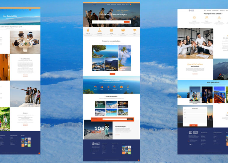 Webdesign pour Côté Voyages webmarketing: élaboration de la stratégie globale, production de contenus web, emailing, Community manager, e-réputation, SEA et des travaux de Print.