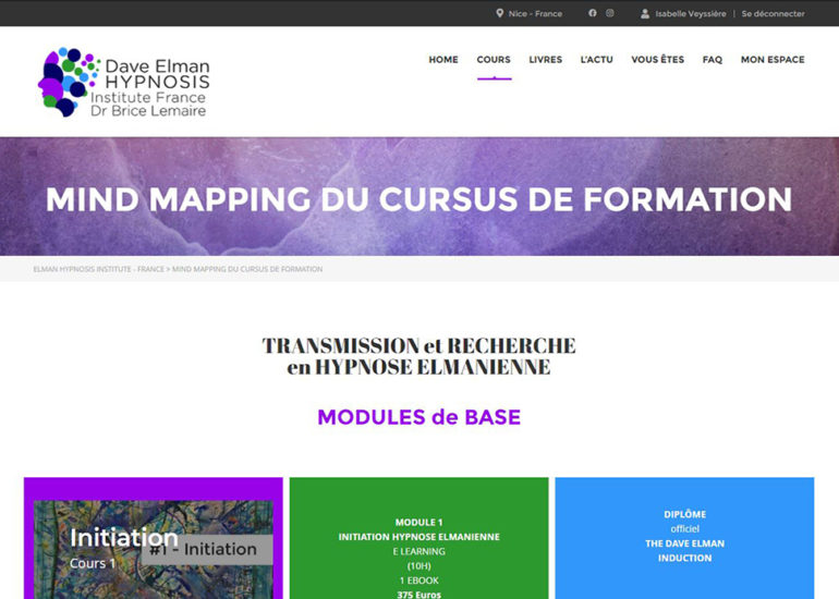 Création site internet de Dave Elman Hypnosis Institute France, responsive design. Charte graphique et logo