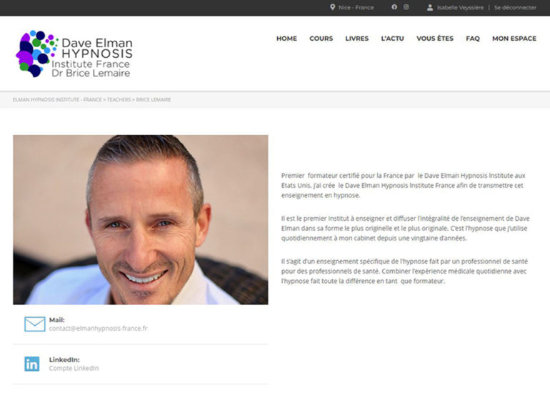 Création site internet de Dave Elman Hypnosis Institute France, responsive design. Charte graphique et logo
