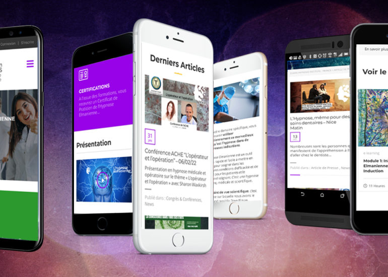 Création site internet de Dave Elman Hypnosis Institute France, responsive design. Charte graphique et logo