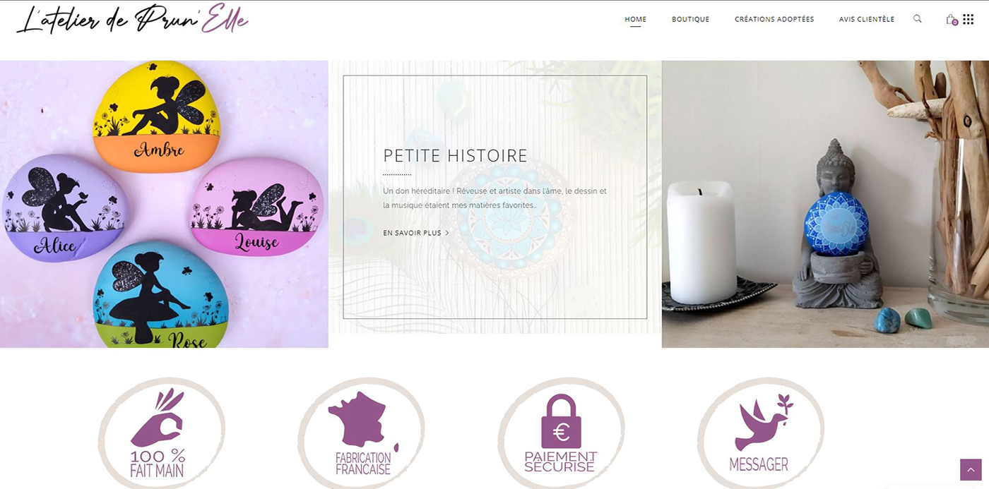 Refonte boutique E-commerce, nouveau design, nouvelles fonctionnalités pour L'Atelier de Prunelle