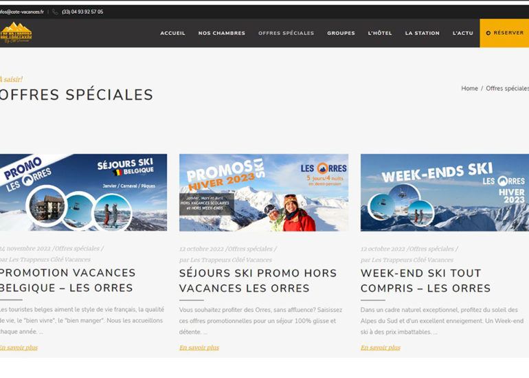 Webdesign pour Côté Voyages webmarketing: élaboration de la stratégie globale, production de contenus web, emailing, Community manager, e-réputation, SEA et des travaux de Print.