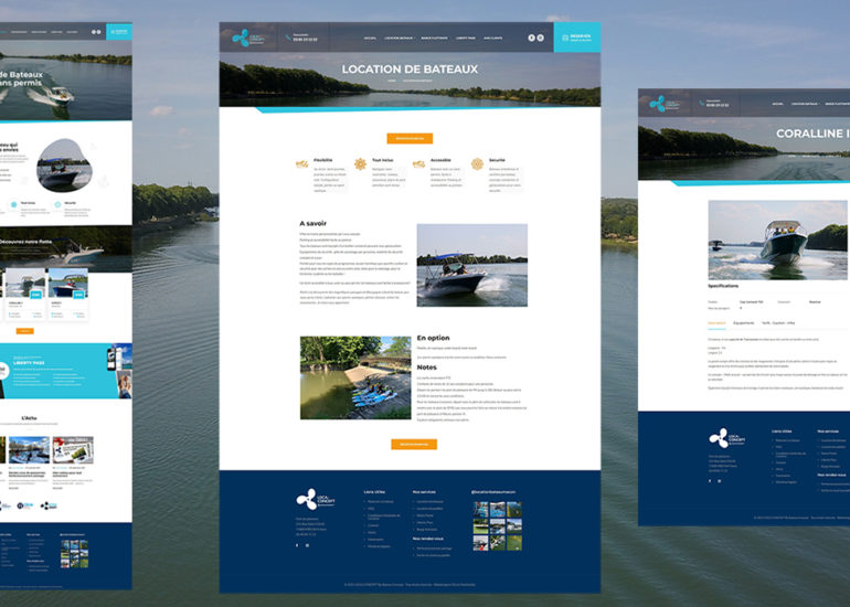 charte graphique, création de site internet de location de bateau, webmarketing, emailing, Community manager multi-réseaux pour Locaconcept