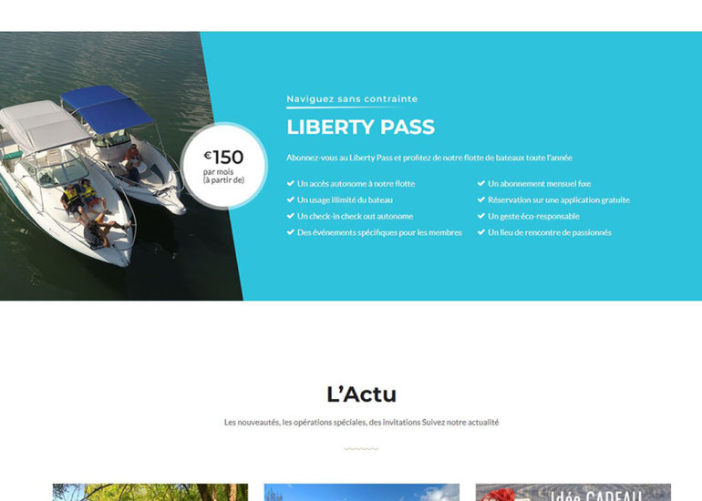 charte graphique, création de site internet de location de bateau, webmarketing, emailing, Community manager multi-réseaux pour Locaconcept