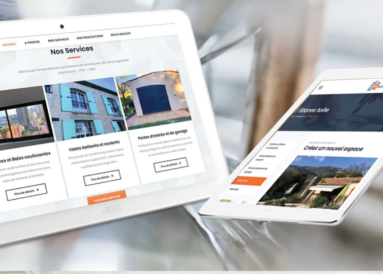 Création site internet de MRI Fermetures responsive design. Charte graphique et logo